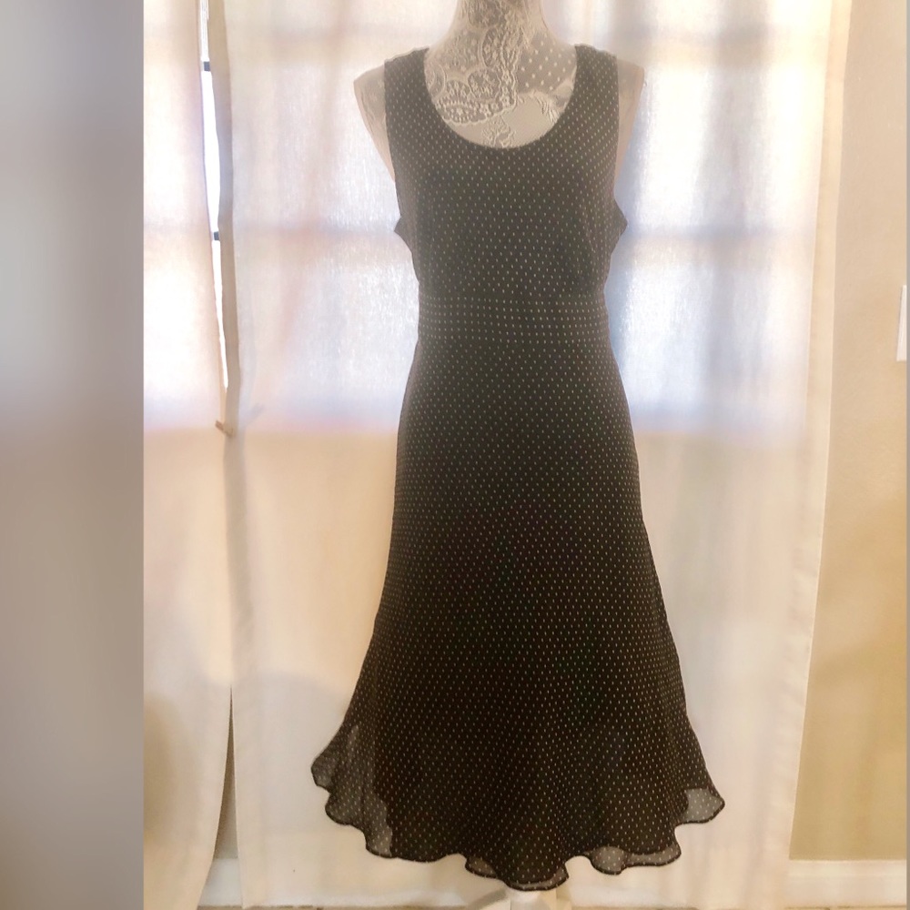 Ann Taylor Chocolate Polka Dot Dress Size 14P
